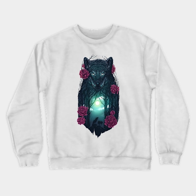 Running With The Wolves Crewneck Sweatshirt by opawapo